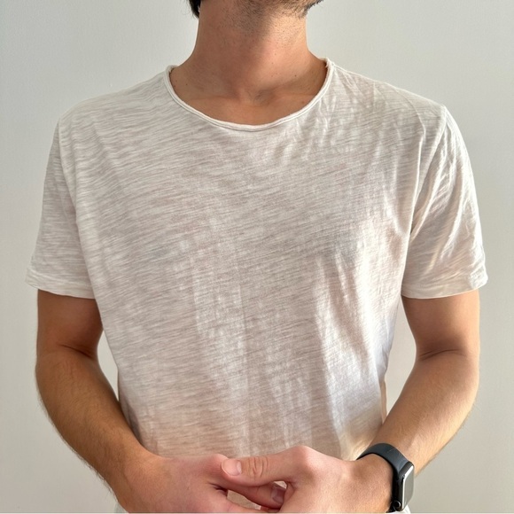 ONLY & SONS OFF WHITE ONSALBERT SLUB CREW NECK TEE - L - Picture 1 of 14